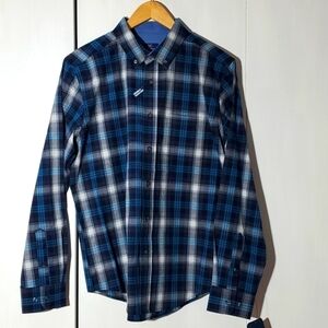 George- NWT Mens Teal Blue Gray Longsleeve Button down pocket Shirt Sz.Medium